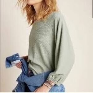 Anthropologie Women's Sage Green Arya Textured Balloon Dolman‎ Sleeve Size XS
